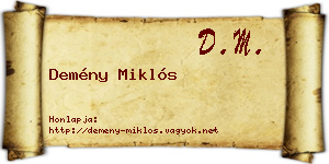 Demény Miklós névjegykártya