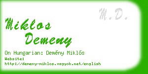 miklos demeny business card