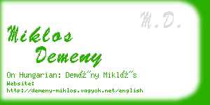 miklos demeny business card